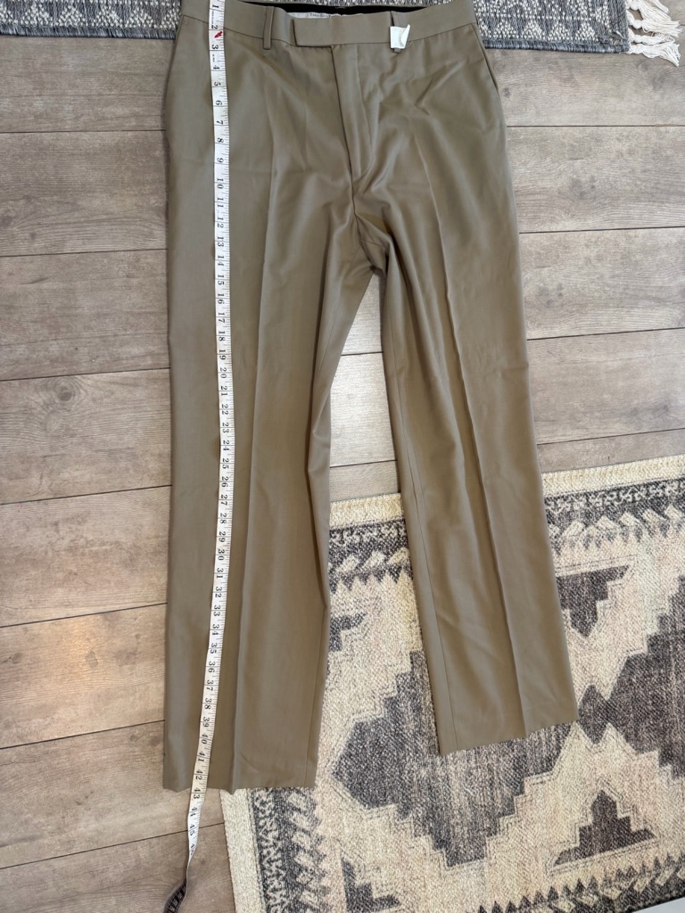 Perry Ellis Pleated Straight Dress Pants 34/32 Men's Rustic Beige Dry Cleaned - Picture 14 of 15